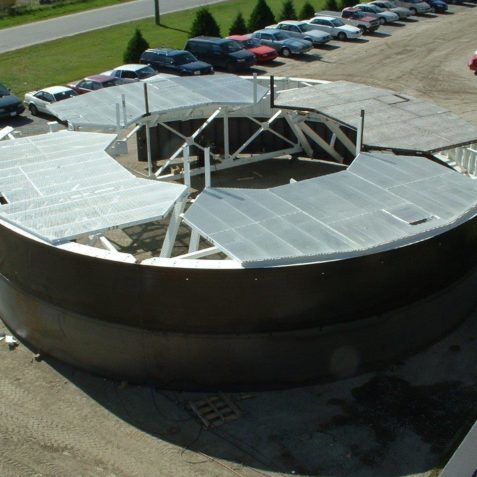 50’ diameter Upwards concreting Shaft Form set up at plant